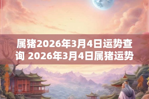 属猪2026年3月4日运势查询 2026年3月4日属猪运势分析