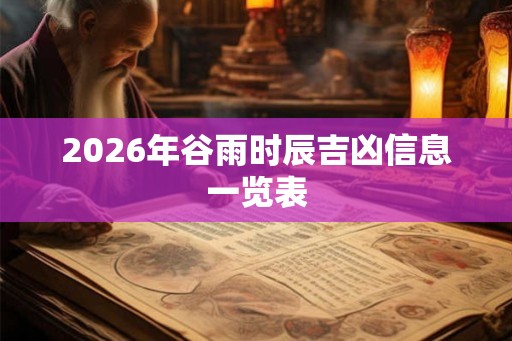 2026年谷雨时辰吉凶信息一览表