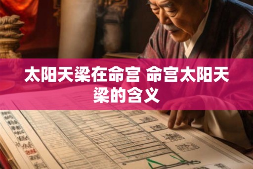 太阳天梁在命宫 命宫太阳天梁的含义