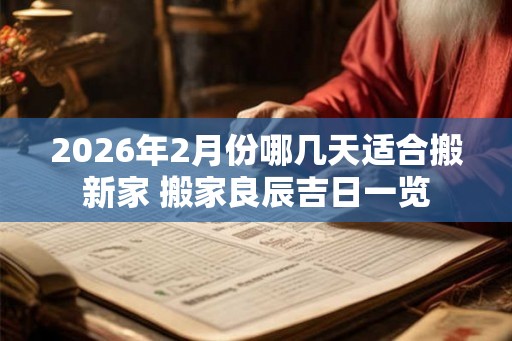 2026年2月份哪几天适合搬新家 搬家良辰吉日一览