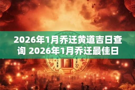 2026年1月乔迁黄道吉日查询 2026年1月乔迁最佳日子