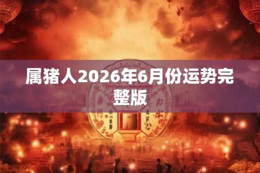 属猪人2026年6月份运势完整版