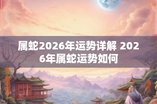 属蛇2026年运势详解 2026年属蛇运势如何