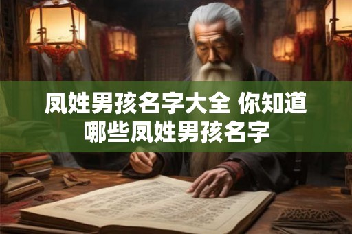 凤姓男孩名字大全 你知道哪些凤姓男孩名字