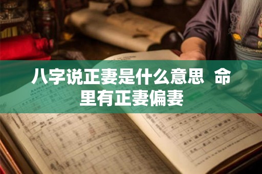 八字说正妻是什么意思  命里有正妻偏妻