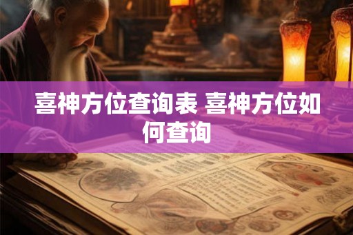 喜神方位查询表 喜神方位如何查询