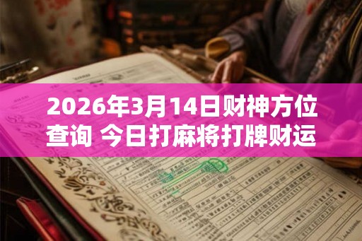 2026年3月14日财神方位查询 今日打麻将打牌财运方位