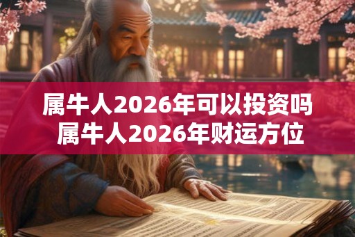 属牛人2026年可以投资吗 属牛人2026年财运方位