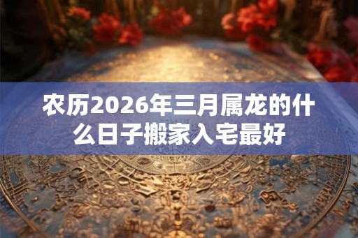 农历2026年三月属龙的什么日子搬家入宅最好
