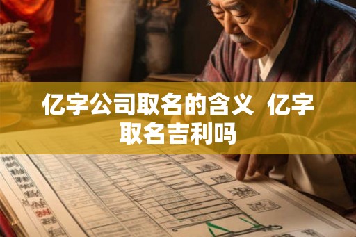 亿字公司取名的含义  亿字取名吉利吗