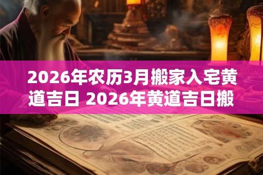 2026年农历3月搬家入宅黄道吉日 2026年黄道吉日搬家入宅农历3月