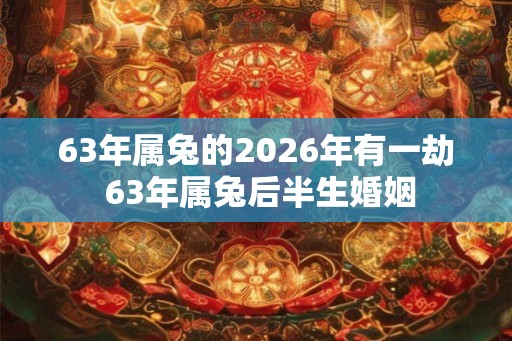 63年属兔的2026年有一劫 63年属兔后半生婚姻