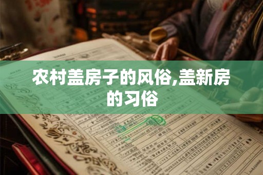 农村盖房子的风俗,盖新房的习俗