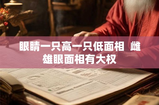 眼睛一只高一只低面相  雌雄眼面相有大权