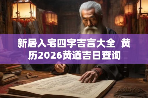 新居入宅四字吉言大全  黄历2026黄道吉日查询