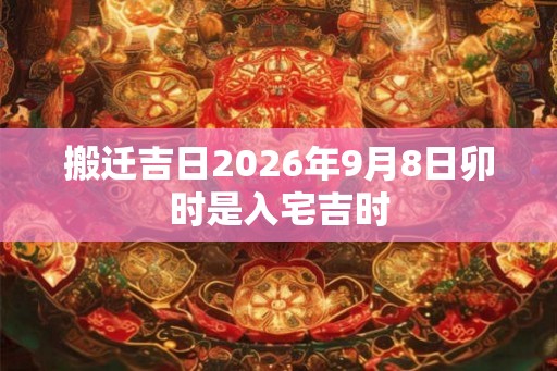搬迁吉日2026年9月8日卯时是入宅吉时