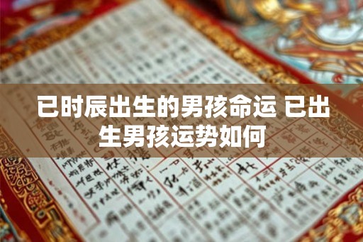 已时辰出生的男孩命运 已出生男孩运势如何