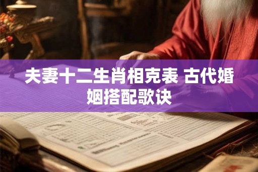 夫妻十二生肖相克表 古代婚姻搭配歌诀