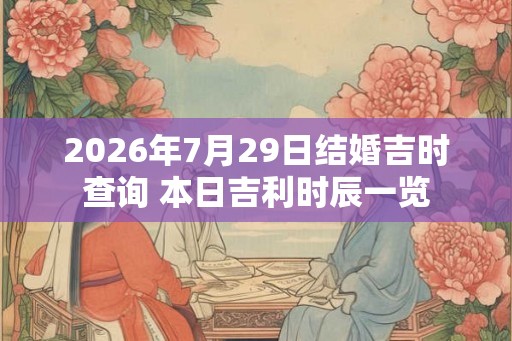 2026年7月29日结婚吉时查询 本日吉利时辰一览