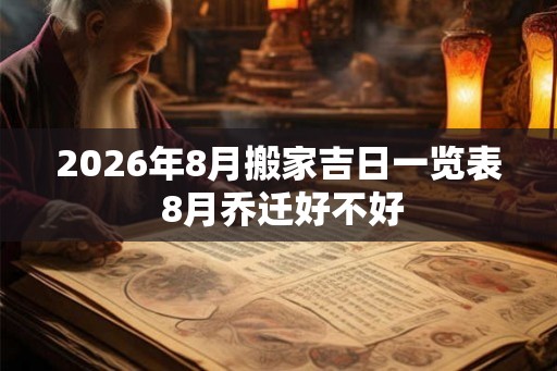 2026年8月搬家吉日一览表 8月乔迁好不好