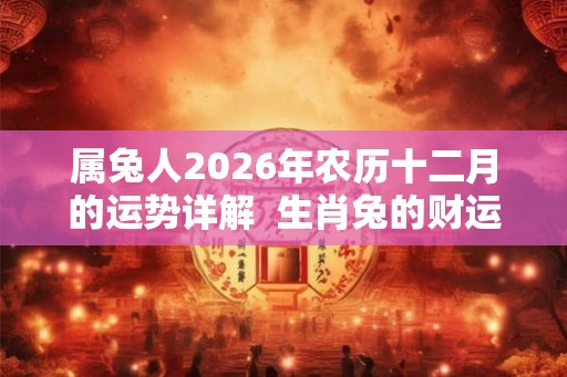 属兔人2026年农历十二月的运势详解  生肖兔的财运情况