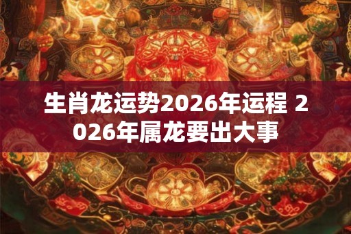 生肖龙运势2026年运程 2026年属龙要出大事