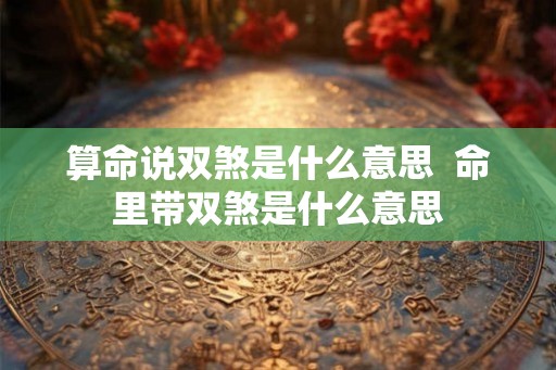 算命说双煞是什么意思  命里带双煞是什么意思