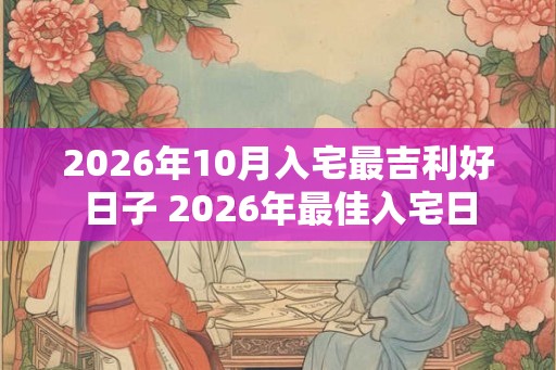 2026年10月入宅最吉利好日子 2026年最佳入宅日
