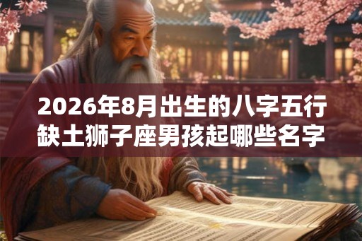 2026年8月出生的八字五行缺土狮子座男孩起哪些名字好