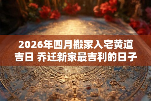 2026年四月搬家入宅黄道吉日 乔迁新家最吉利的日子