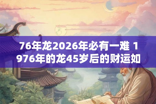 76年龙2026年必有一难 1976年的龙45岁后的财运如何 76年龙2026年必有一难 1976年的龙45岁后的财运如何