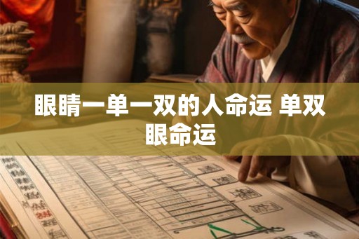 眼睛一单一双的人命运 单双眼命运