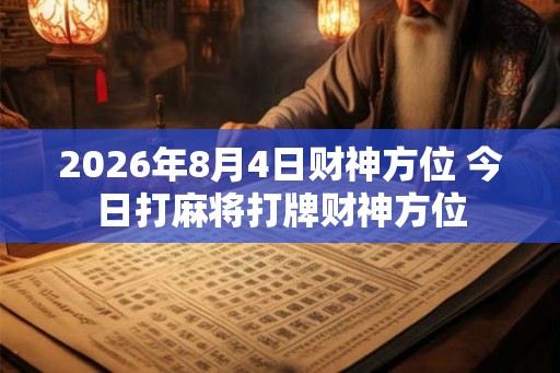 2026年8月4日财神方位 今日打麻将打牌财神方位
