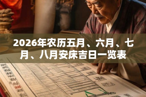 2026年农历五月、六月、七月、八月安床吉日一览表