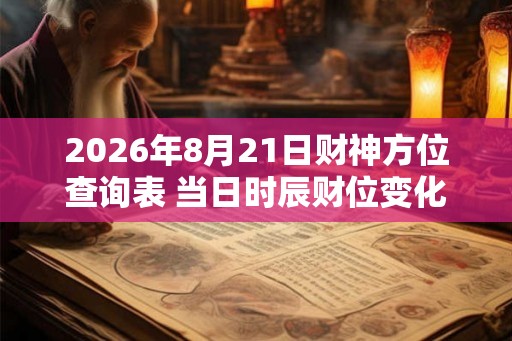2026年8月21日财神方位查询表 当日时辰财位变化表