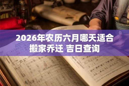 2026年农历六月哪天适合搬家乔迁 吉日查询