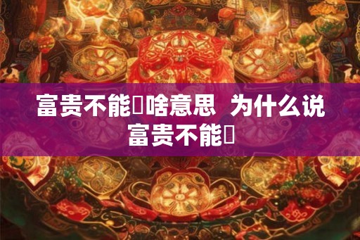 富贵不能婬啥意思  为什么说富贵不能婬