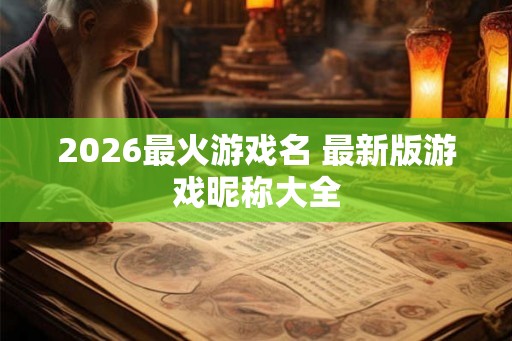 2026最火游戏名 最新版游戏昵称大全
