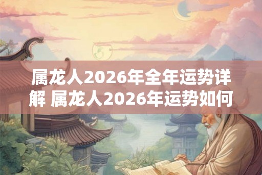 属龙人2026年全年运势详解 属龙人2026年运势如何 属龙人2026年全年运势详解 属龙人2026年运势如何