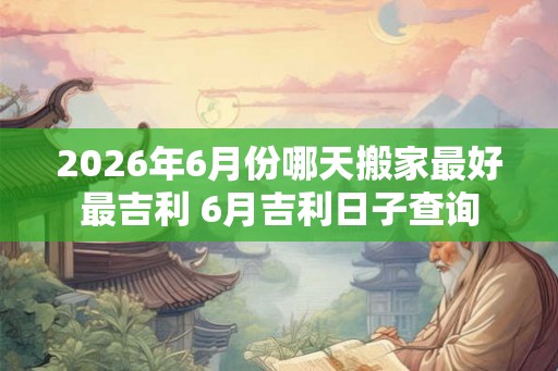 2026年6月份哪天搬家最好最吉利 6月吉利日子查询