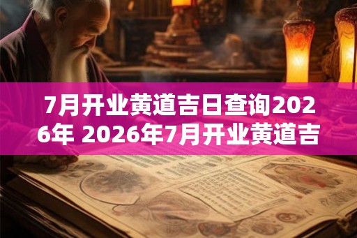 7月开业黄道吉日查询2026年 2026年7月开业黄道吉日