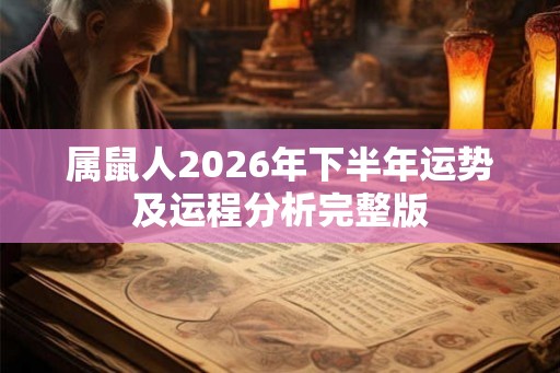 属鼠人2026年下半年运势及运程分析完整版