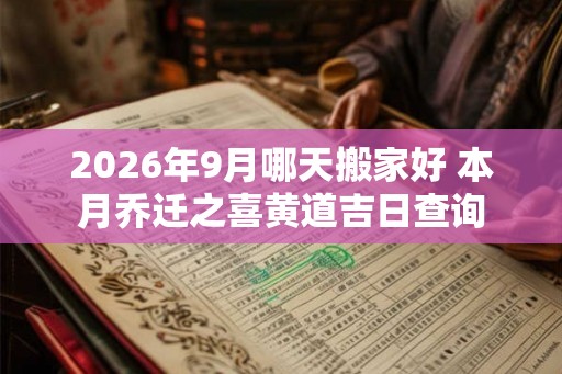 2026年9月哪天搬家好 本月乔迁之喜黄道吉日查询