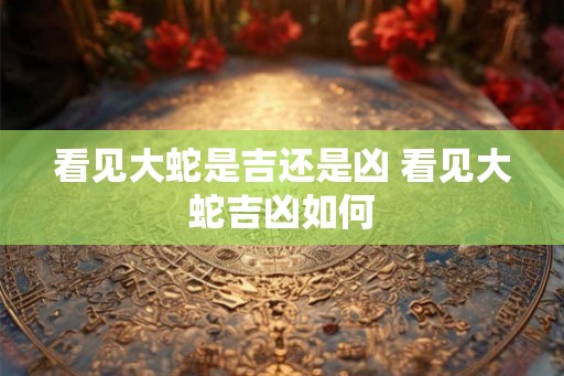 看见大蛇是吉还是凶 看见大蛇吉凶如何