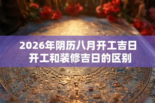 2026年阴历八月开工吉日  开工和装修吉日的区别