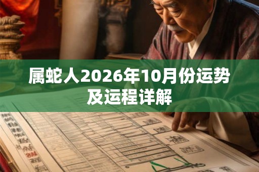 属蛇人2026年10月份运势及运程详解