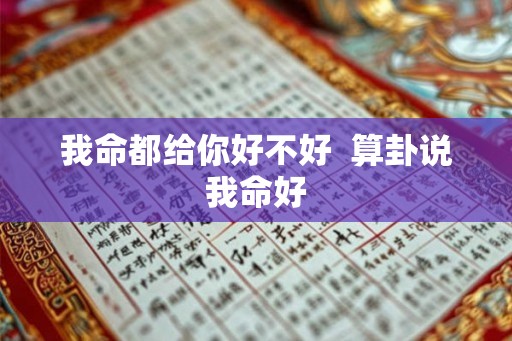 我命都给你好不好 算卦说我命好 我命都给你好不好 算卦说我命好