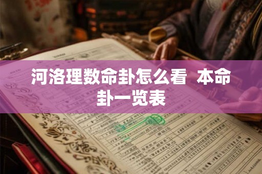 河洛理数命卦怎么看  本命卦一览表