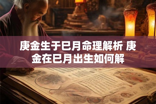 庚金生于巳月命理解析 庚金在巳月出生如何解