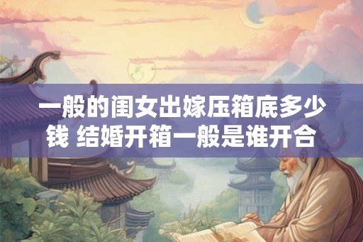 一般的闺女出嫁压箱底多少钱 结婚开箱一般是谁开合适